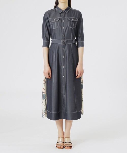 「LOVELESS」 シャツワンピース 36 ネイビー レディース_画像3