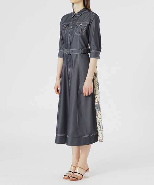 「LOVELESS」 シャツワンピース 36 ネイビー レディース_画像4