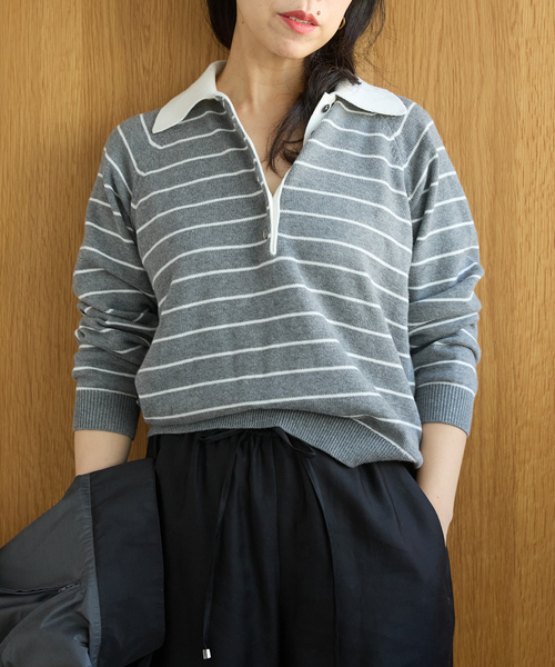 IENA LA BOUCLE（イエナラブークル） ニット セーター ボーダーラガー