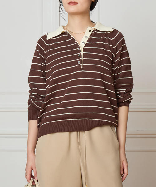 IENA LA BOUCLE（イエナラブークル） ニット セーター ボーダーラガー