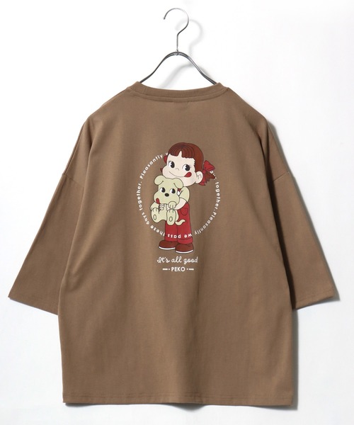 バタコさんが好き未使用タグPAPAS+刺繍入ヘンリ半袖シワ加工Mパープル系 sanrio（サンリオ） tシャツ 2026SS Peko/ペコちゃん バックプリント