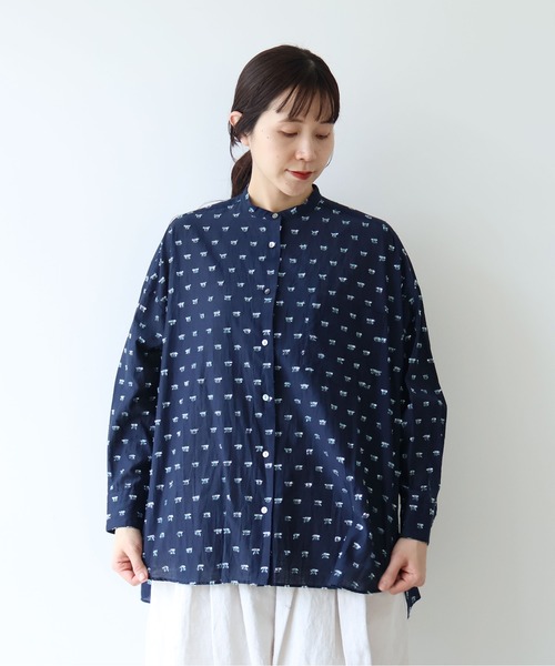 yuni ブラウス シャツ Cotton/Nylon ラメジャカード wide シャツ