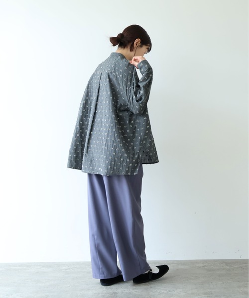 yuni ブラウス シャツ Cotton/Nylon ラメジャカード wide シャツ