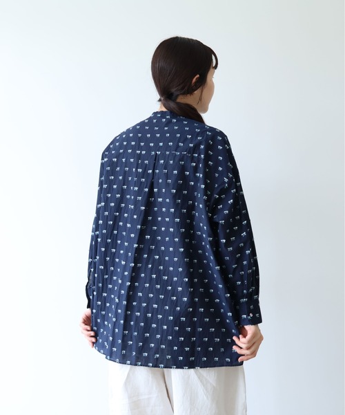yuni ブラウス シャツ Cotton/Nylon ラメジャカード wide シャツ