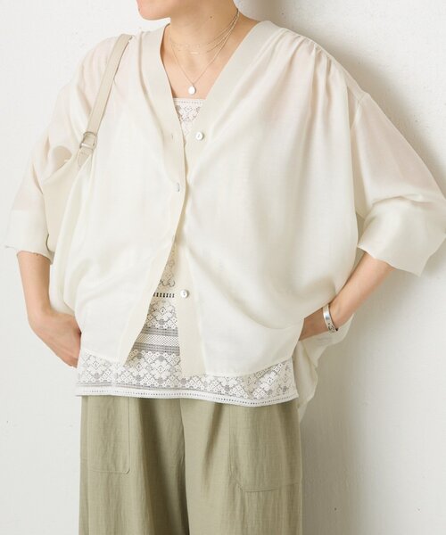 25SS 美品✨ビアズリー ソデリブフレアシャツ バンドカラー シャツブラウス BEARDSLEY（ビアズリー） ブラウス シャツ 「5/15(金)新色予約開始