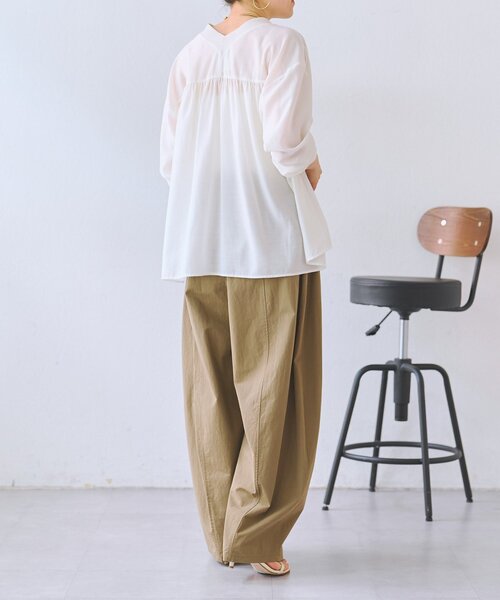 美品★ビアズリー★ラミーリネン前後シャツ★ブラウス★オーバーサイズ★シアー★白 BEARDSLEY（ビアズリー） ブラウス シャツ シアーシャツカーデ