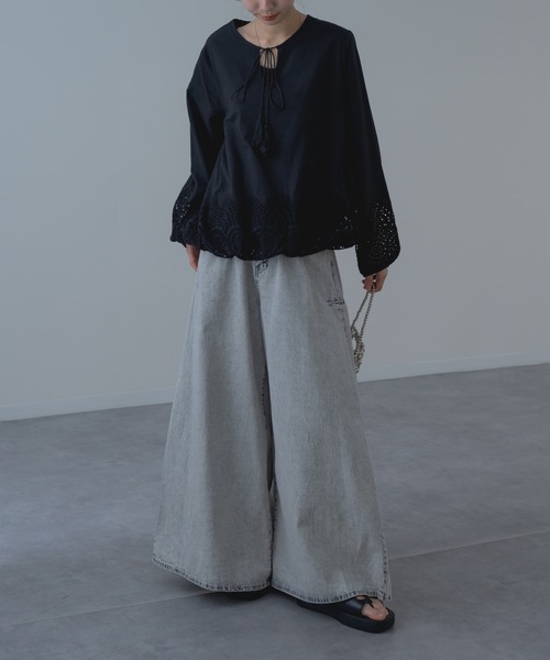 ブラウス シャツ 「refinedworks」裾レース × バルーン シルエット