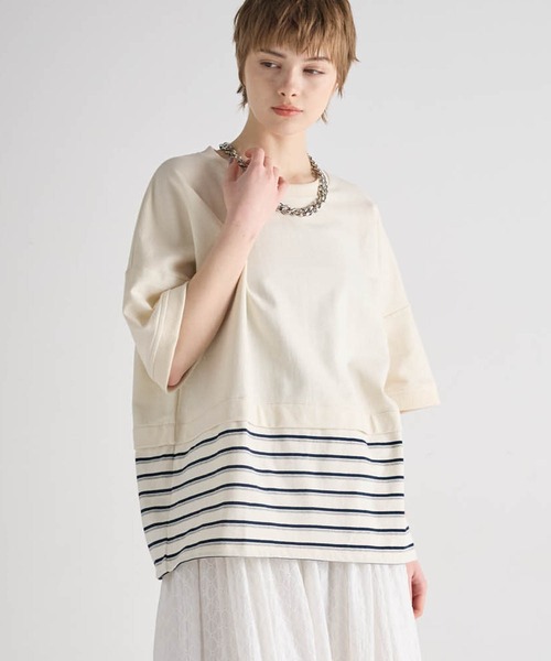 ATSURO TAYAMA（アツロウタヤマ） tシャツ パネルボーダー柄半袖ニット 