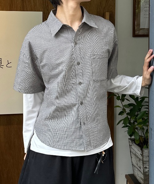 シャツ Seersucker Striped Shirt / シアサッカーストライプシャツ