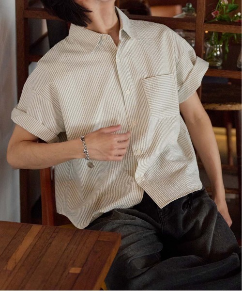 シャツ Seersucker Striped Shirt / シアサッカーストライプシャツ