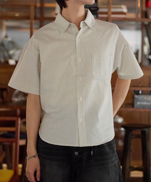 シャツ Seersucker Striped Shirt / シアサッカーストライプシャツ