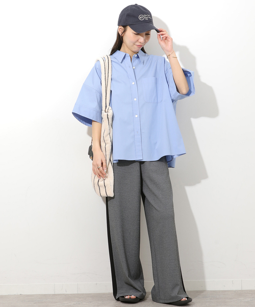 ブラウス シャツ コットンブロード Aラインシャツ レディースの画像