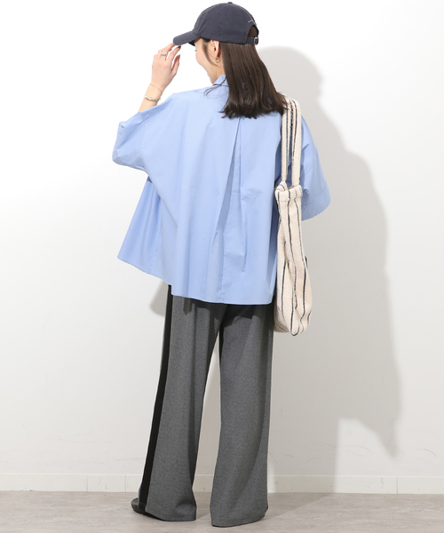 ブラウス シャツ コットンブロード Aラインシャツ レディースの画像