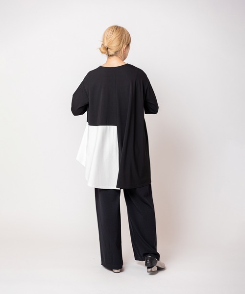 OSMOSIS（オズモーシス） tシャツ アシンメトリー切替フレアープル