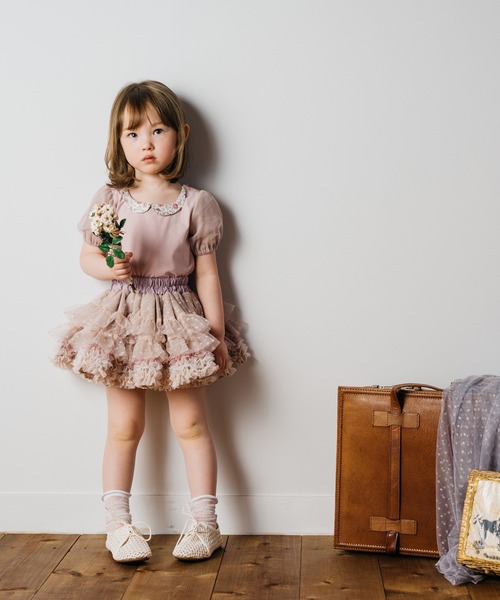 「panpantutu」 「KIDS」フリルスカート LARGE ダークグリーン キッズ_画像9