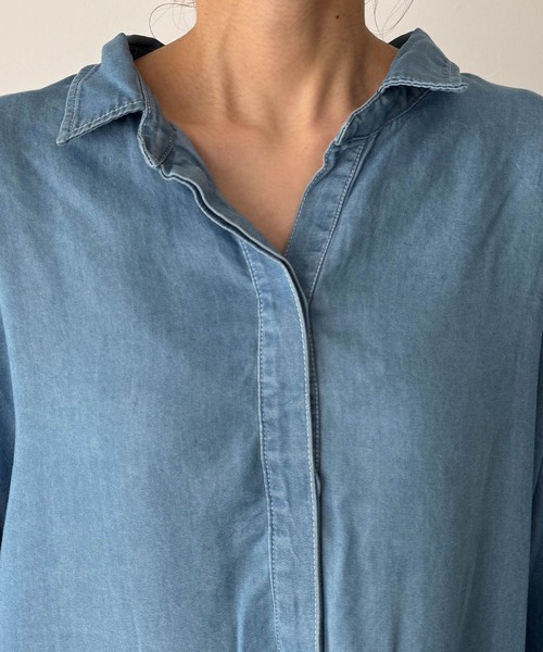 「CANAL JEAN」 長袖ワンピース ONE SIZE インディゴブルー レディース