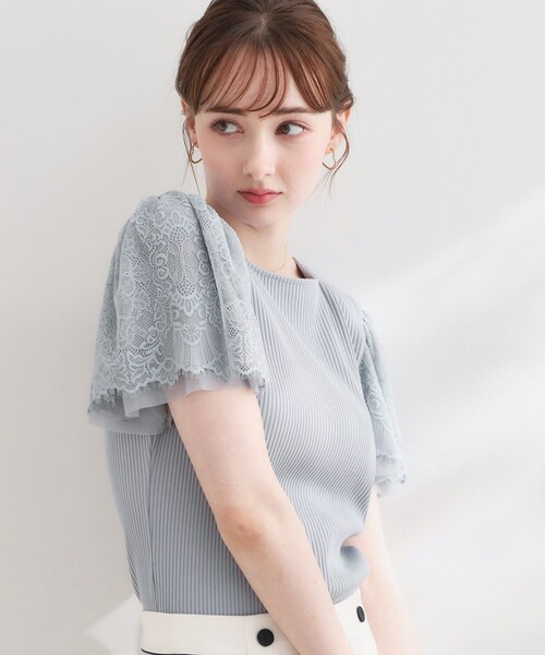 Couture Brooch（クチュール ブローチ） tシャツ 「洗える」袖レース 