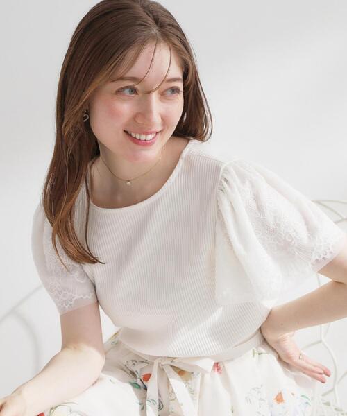 Couture Brooch（クチュール ブローチ） tシャツ 「洗える」袖レース
