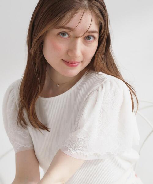 Couture Brooch（クチュール ブローチ） tシャツ 「洗える」袖レース