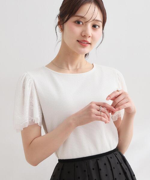 新品タグ付　TO BE CHIC トップス　カットソー　総レース　ブローチ　40 Couture Brooch（クチュール ブローチ） tシャツ 「洗える」袖レース