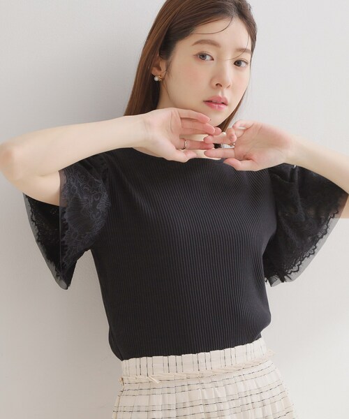 Couture Brooch（クチュール ブローチ） tシャツ 「洗える」袖レース 