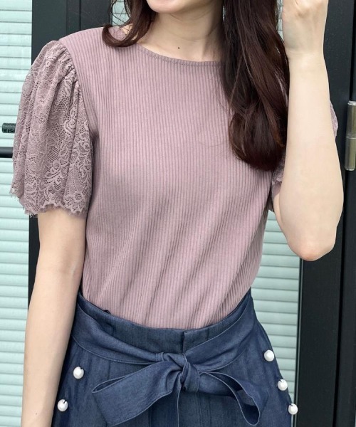 Couture Brooch（クチュール ブローチ） tシャツ 「洗える」袖レース