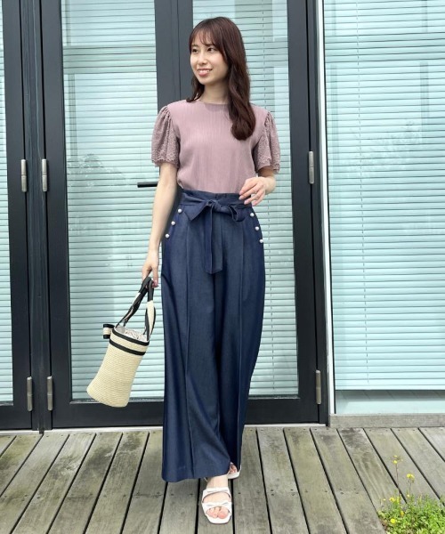 Couture Brooch（クチュール ブローチ） tシャツ 「洗える」袖レース