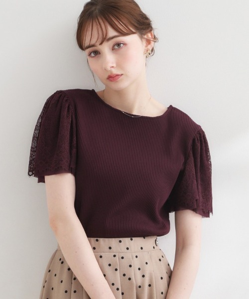 Couture Brooch（クチュール ブローチ） tシャツ 「洗える」袖レース