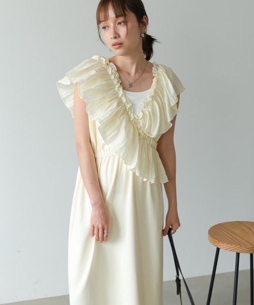 ワンピース 「前後2WAY着用可能」「選べるサイズ展開」マルチWAYフリルスウェットワンピースの画像