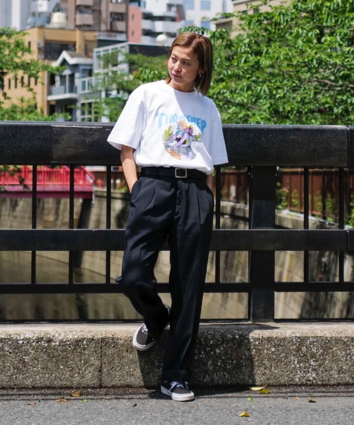 「THRASHER」 7分袖Tシャツ X-LARGE ブラック メンズ_画像2