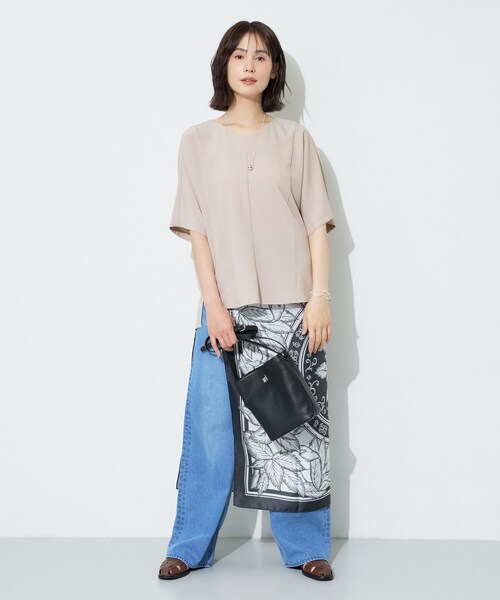 INDIVI（インディヴィ） ブラウス シャツ 半袖 「体型＆二の腕カバー