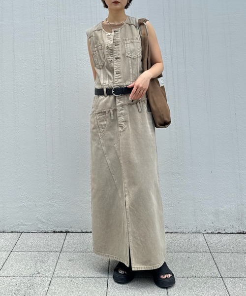Ameri（アメリ） ワンピース 夏 MEDI REMAKE I LINE DENIM DRESS