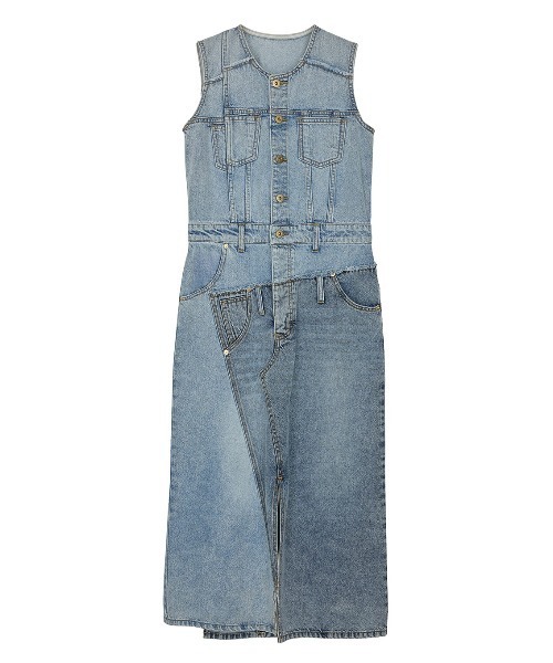 Ameri（アメリ） ワンピース 夏 MEDI REMAKE I LINE DENIM DRESS