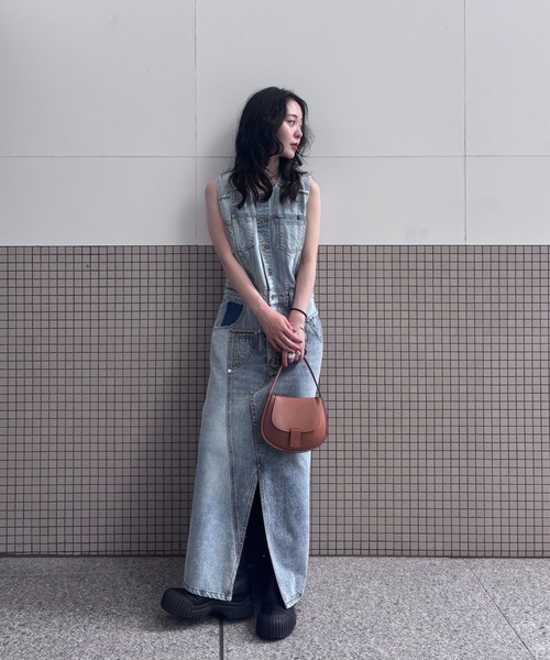 Ameri（アメリ） ワンピース 夏 MEDI REMAKE I LINE DENIM DRESS
