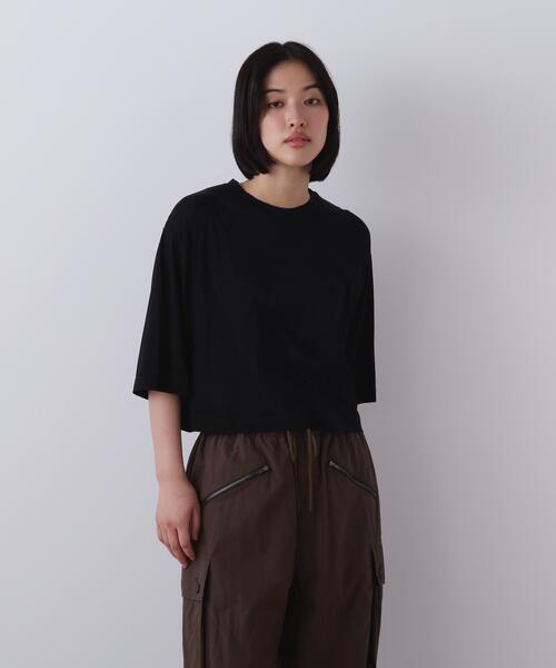 YLEVE 半袖シャツ ブラック　タグ付き YLEVE（イレーヴ） tシャツ 半袖 YLEVE / COTTON SHEER JERSEY SHORT