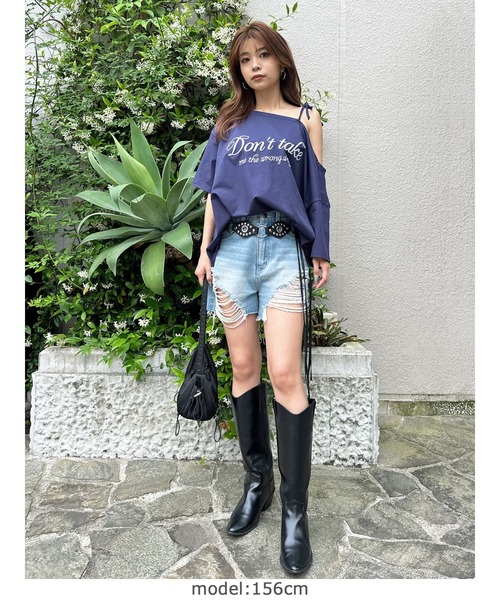 「EGOIST」 半袖Tシャツ FREE ネイビー レディース_画像4
