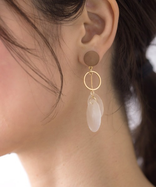 ピアス　No.4685 Pierrot ピアス ウッドトップシェルピアス レディース