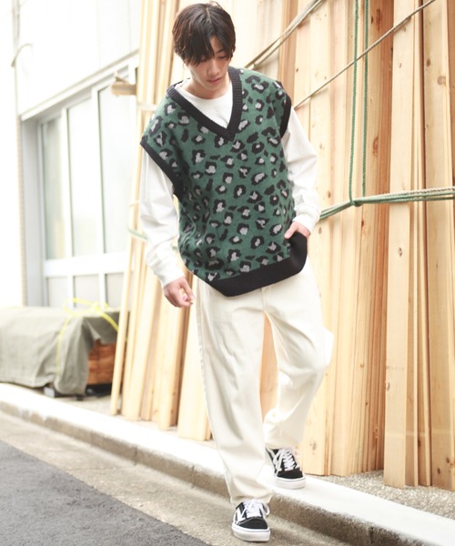 WESTSEA（ウエストシー） ベスト ジレ アーガイル柄 レオパード柄