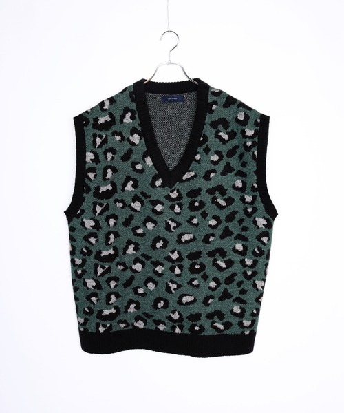 WESTSEA（ウエストシー） ベスト ジレ アーガイル柄 レオパード柄