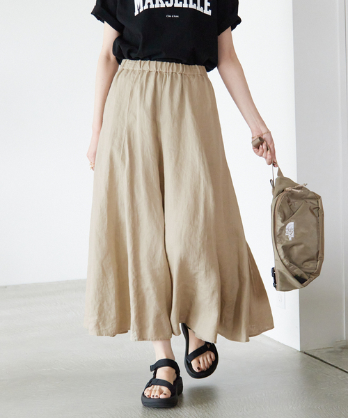 新品タグ付 スローブイエナ　ヨーロピアンリネンロングフレアスカート　洗濯可 SLOBE IENA（スローブイエナ）の「European Linen ロングフレア