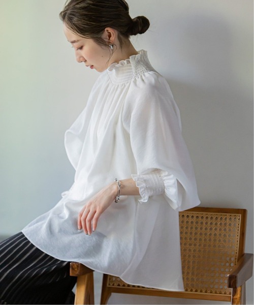 NOBLE（ノーブル） シャツ ブラウス 《追加》シャーリングシアー