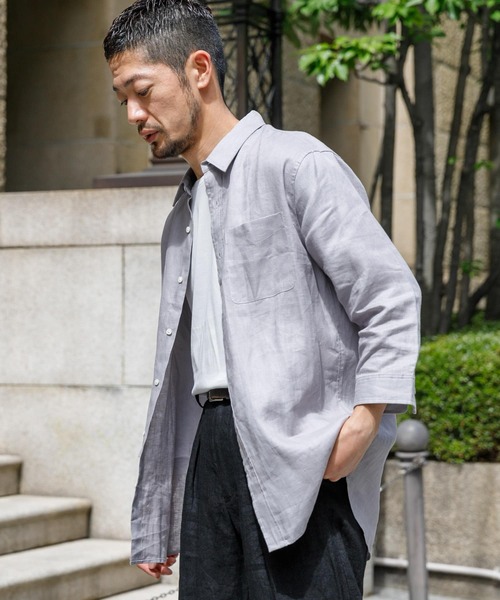 URBAN RESEARCH ROSSO MEN シャツ 「XLサイズあり」リネン七分袖
