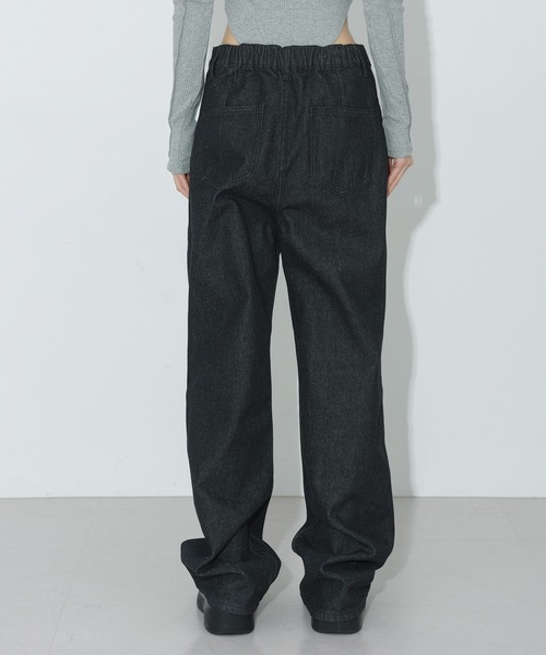 バック ボタン ワイド デニム パンツ ボタンバックバックルワイドデニムパンツ | ファッション通販