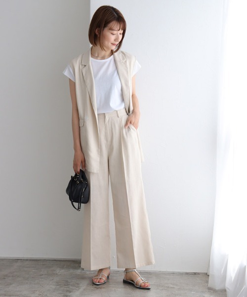 Pierrot ベスト リネン混ジレ レディース : ZOZOTOWN Yahoo!店