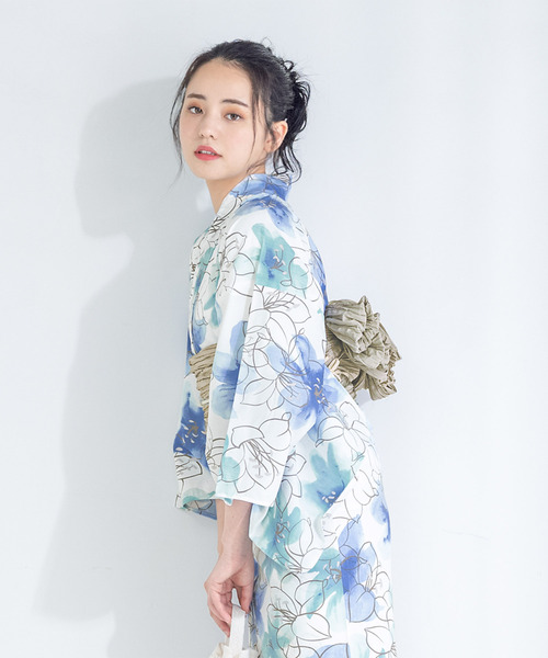 SOUBIEN 夏を彩るレディース浴衣2点セット （浴衣＋帯） セール】夏を彩るレディース浴衣2点セット （浴衣＋帯）（浴衣