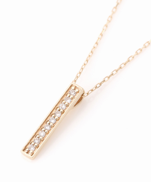 Lilas ネックレス ボックスダイヤ12mmバーティカルバー