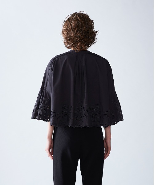 【新品】MARILYN MOON黒ブラウス タックテクニックシアーコットンブラウス（シャツ/ブラウス