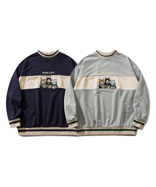 トレーナー スウェット HOOK -original- ニャンコカフェ〜総刺繍バイ