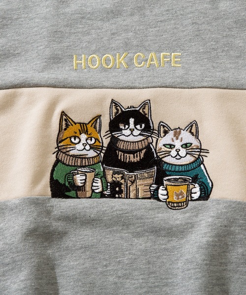 トレーナー スウェット HOOK -original- ニャンコカフェ〜総刺繍バイ