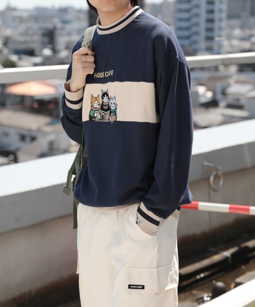 トレーナー スウェット HOOK -original- ニャンコカフェ〜総刺繍バイ